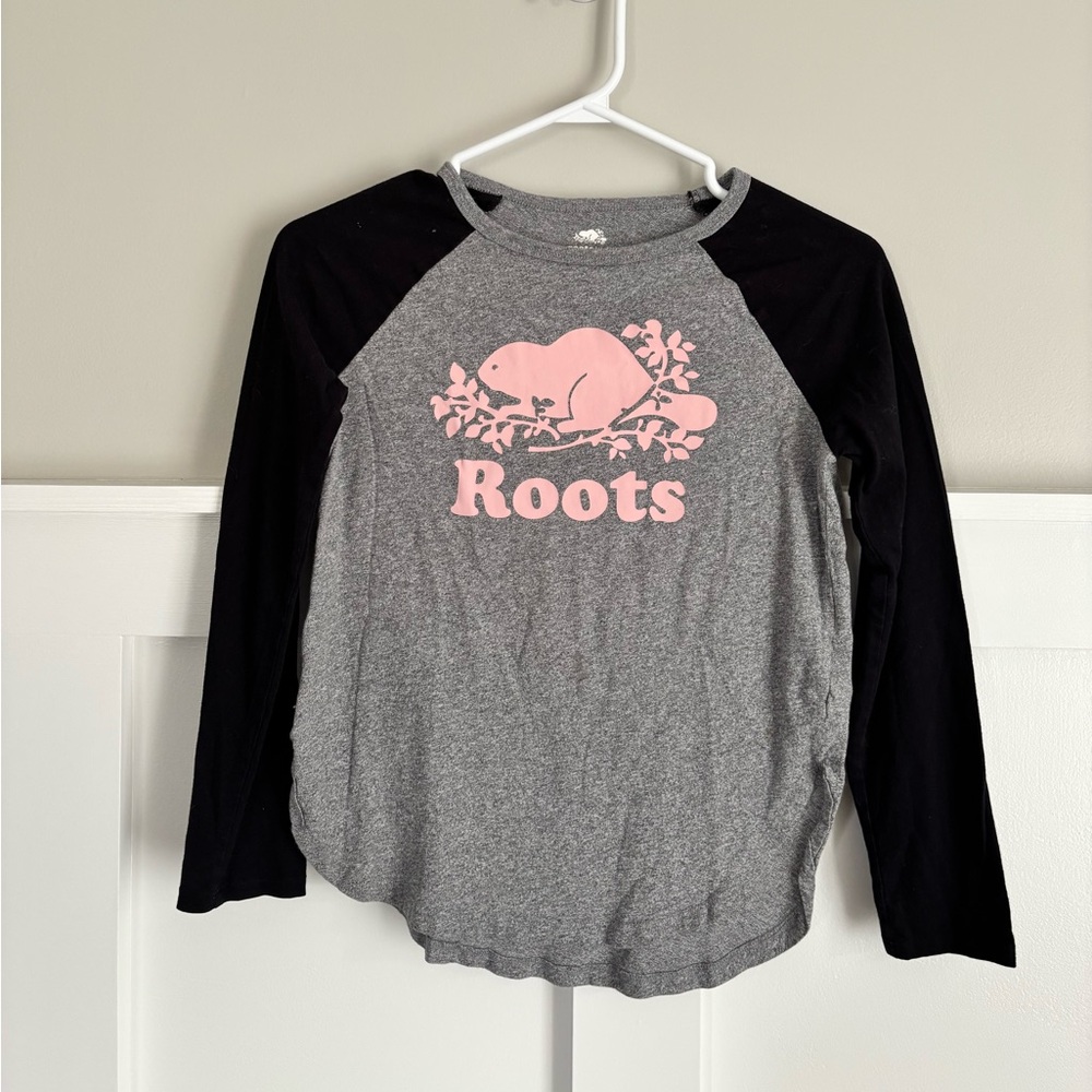 VGUC Roots Kids L Gray Long Sleeve Girls Shirt